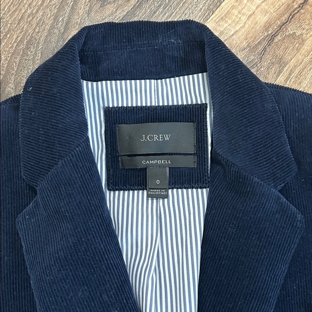J.Crew Campbell corduroy blazer Navy one button lined classic size 0 - Picture 5 of 15